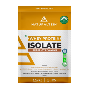 100% Natural Whey Protein Isolate – Chocolate – 1Kg (Naturally Flavoured, GMO Free, Gluten Free, 24g Protein)