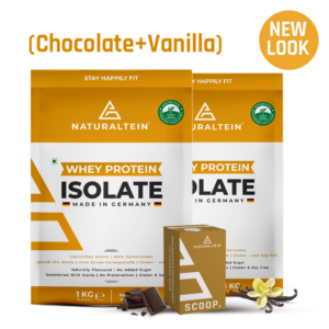 Twin Flavor – Natural Whey Protein Isolate (Vanilla+Chocolate) – 1Kg, Naturally Flavoured