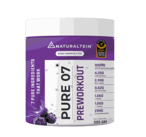 NATURALTEIN Pure 07 Preworkout Supplement Powder – Blueberry Flavour 200gm