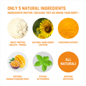 100% Natural Whey Protein Isolate – Mango Flavour – 1Kg (Naturally Flavoured, GMO Free, Gluten Free, 25.5g Protein)
